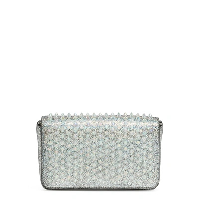 Shop Christian Louboutin Zoompouch Silver Leather Pouch In Silver/glitter