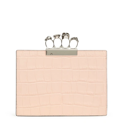 Shop Alexander Mcqueen Four Ring Pouch Blush Clutch In Pink