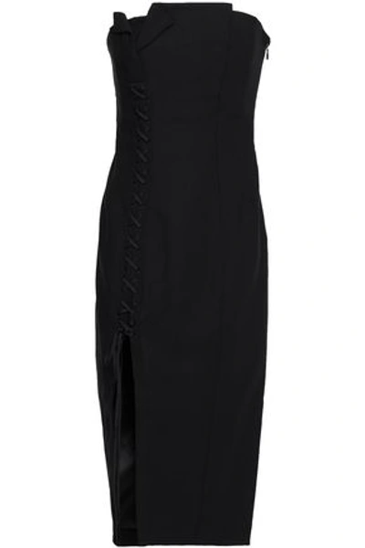 Shop Cinq À Sept Charlotte Strapless Split-front Jersey Midi Dress In Black