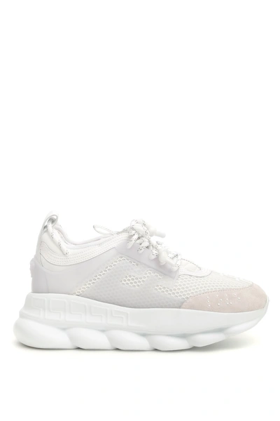 Shop Versace Chain Reaction Sneakers In White|bianco