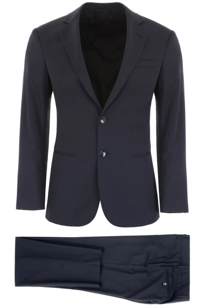 Shop Giorgio Armani Soho Suit In Navy|blu
