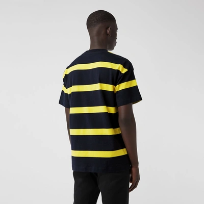 Ældre borgere svag Ib Burberry Embroidered Archive Logo Striped Cotton T-shirt In Blue | ModeSens
