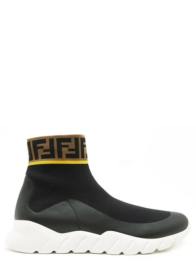 Shop Fendi Logo Sock Sneakers In Multi