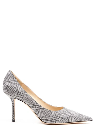 Shop Jimmy Choo Love 85 Checked Pumps In Silver