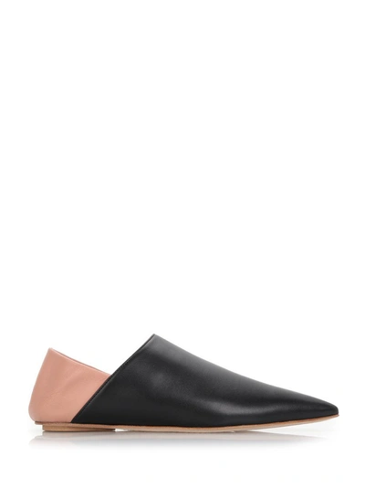 Shop Marni Contrast Heel Slippers In Black