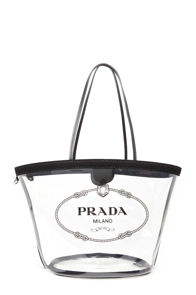 Prada Transparent Shoulder Bag In Black | ModeSens