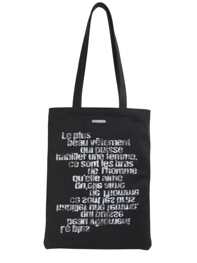 Shop Saint Laurent Slogan Shopper Tote Bag In Black