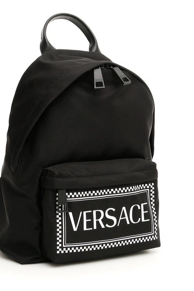 Shop Versace Logo Backpack In Black