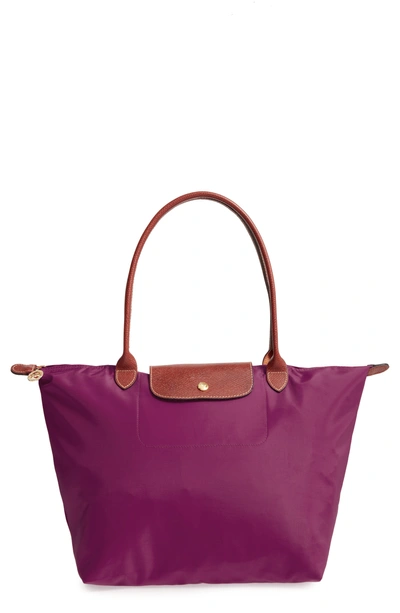 Shop Longchamp 'large Le Pliage' Tote - Purple In Dahlia