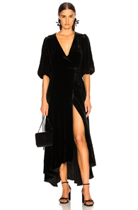ganni velvet wrap dress