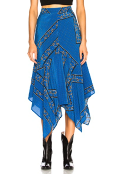 Shop Ganni Sandwashed Silk Skirt In Lapis Blue