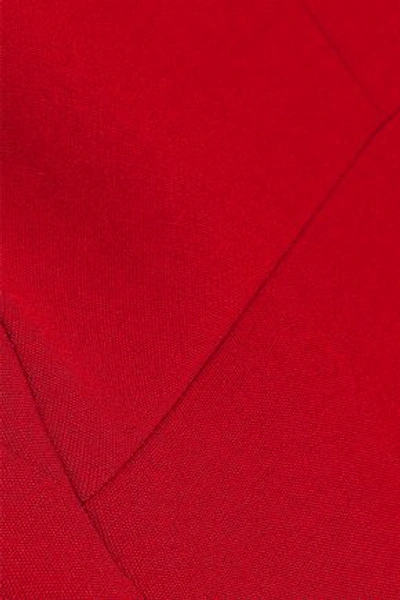 Shop Amanda Wakeley Lace-paneled Cutout Crepe Midi Dress In Red
