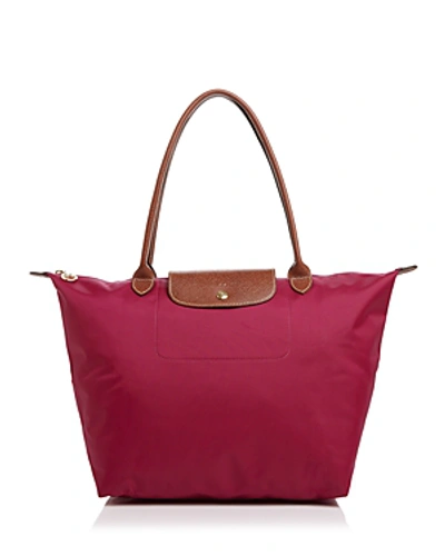 Shop Longchamp Le Pliage Large Nylon Shoulder Tote In Dahlia/gold