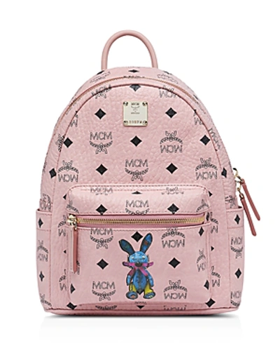 Shop Mcm Mini Rabbit Backpack In Soft Pink/silver