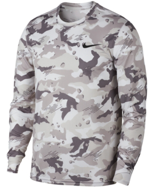 Nike Men's Dry Camo-print Training Shirt In Wht/blk | ModeSens