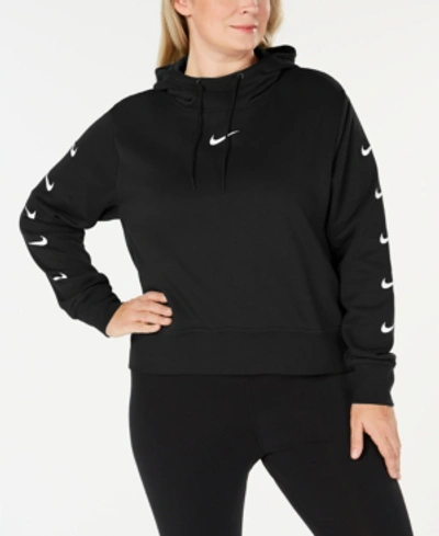 Shop Nike Plus Size Sportswear Fleece Logo Hoodie In Black