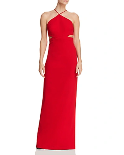 Shop Aidan Mattox Aidan By  Cutout Crepe Gown - 100% Exclusive In Red
