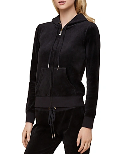 Shop Juicy Couture Black Label Robertson Luxe Velour Hoodie In Pitch Black