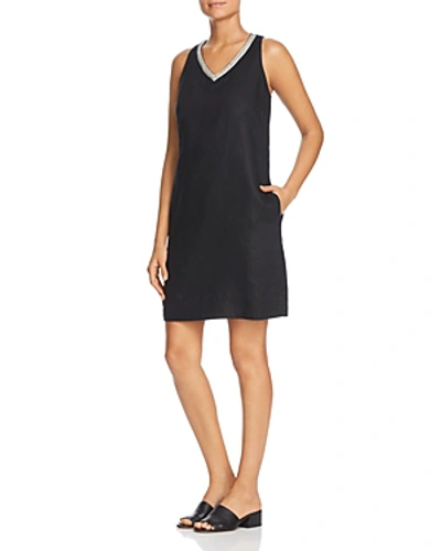 Tommy Bahama Lux Linen Embellished Shift Dress In Black | ModeSens