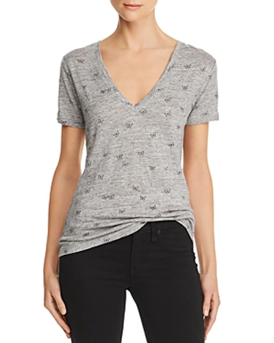 Shop Rails Cara Butterfly Print Tee In Heather Gray