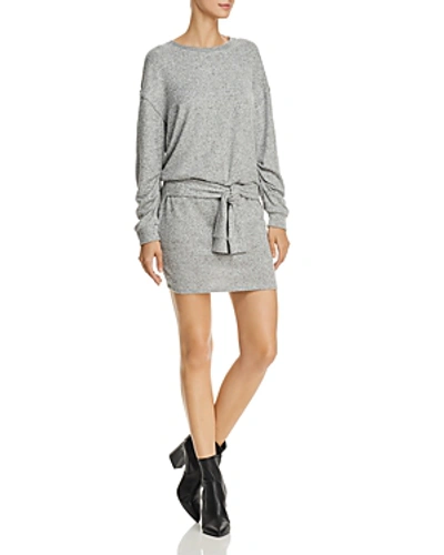 Shop Splendid Addison Tie-front Sweatshirt Dress In Heather Gray