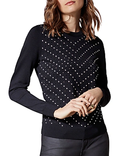 Karen Millen Chevron Studded Sweater In Black | ModeSens