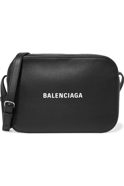 Shop Balenciaga Everyday S Aj Printed Textured-leather Camera Bag In Black