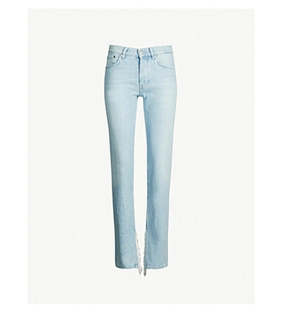 Shop Ganni Sheldon Straight High-rise Jeans In Blch Denim
