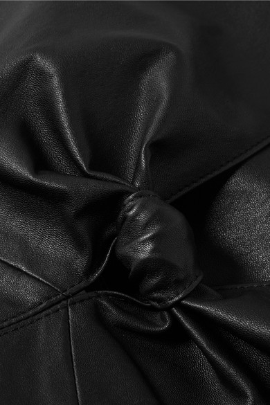 Alexander Wang T Knotted Leather Halterneck Mini Dress In Black Modesens