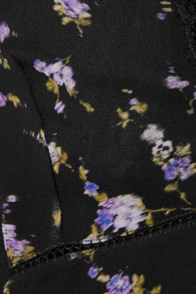 Shop Altuzarra Rosmarino Lace-trimmed Floral-print Silk-chiffon Dress In Black