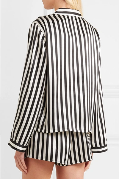 Shop Morgan Lane + Amanda Fatherazi Mini Mask Ruthie Appliquéd Striped Silk-charmeuse Pajama Top