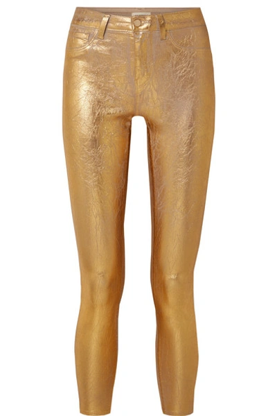 Shop L Agence Margot Metallic Coated High-rise Skinny Jeans