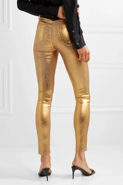 Shop L Agence Margot Metallic Coated High-rise Skinny Jeans