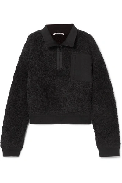 Shop Alexander Wang T Oversized Wool-blend Fleece Sweatshirt In Black