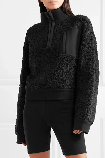 Shop Alexander Wang T Oversized Wool-blend Fleece Sweatshirt In Black