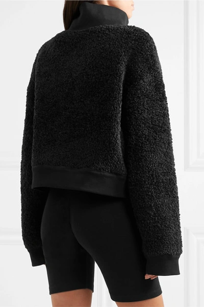 Shop Alexander Wang T Oversized Wool-blend Fleece Sweatshirt In Black