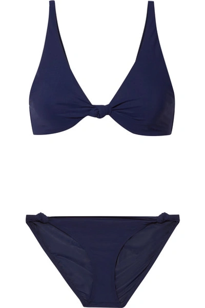 Shop Tory Burch Knotted Triangle Bikini In Navy