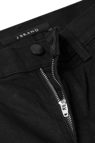 Shop J Brand Ruby Cropped Distressed High-rise Slim-leg Jeans In Black