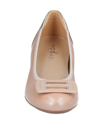 Shop Hogan Woman Ballet Flats Apricot Size 5.5 Soft Leather In Orange