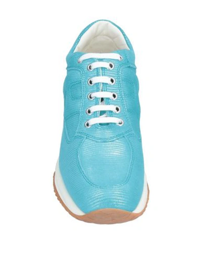 Shop Hogan Woman Sneakers Sky Blue Size 8 Soft Leather