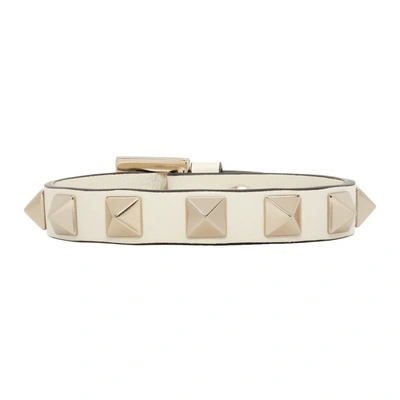 Shop Valentino Off-white  Garavani Rockstud Bracelet In I16 Ivory