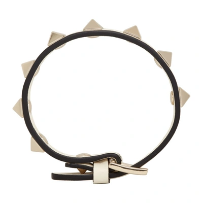 Shop Valentino Off-white  Garavani Rockstud Bracelet In I16 Ivory