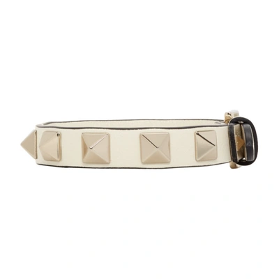 Shop Valentino Off-white  Garavani Rockstud Bracelet In I16 Ivory