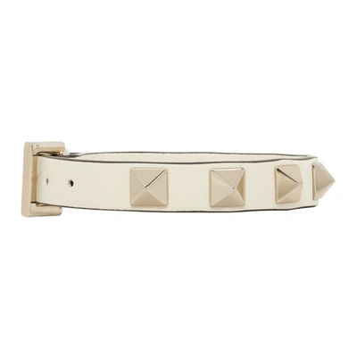 Shop Valentino Off-white  Garavani Rockstud Bracelet In I16 Ivory