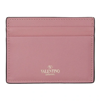 Shop Valentino Pink  Garavani Rockstud Card Holder In Hd8 Lilac