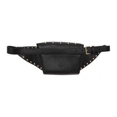 Shop Valentino Black  Garavani Rockstud Spike Belt Bag In 0no Black