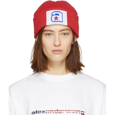 Shop Alexander Wang Red Star Beanie In 635 Red