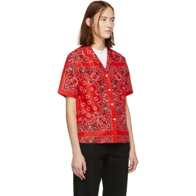 ALEXANDER WANG 红色丝绸班丹纳夏威夷衬衫