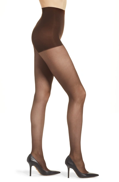 Shop Dkny Light Opaque Control Top Tights In Chclt Brwn