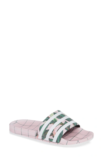 Shop Adidas Originals 'adilette' Slide Sandal In White/ Wonder Pink